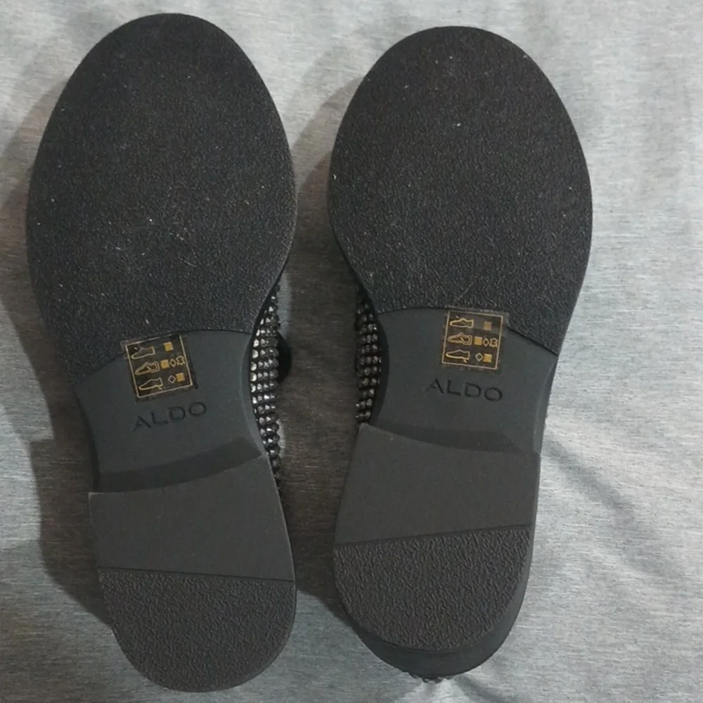 Aldo Black and Silver Studded Loafers - Picture 5 of 6